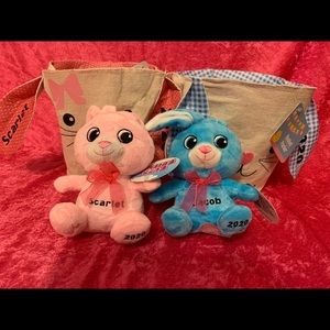 Personalized Easter Basket with Stuffed Bunny.